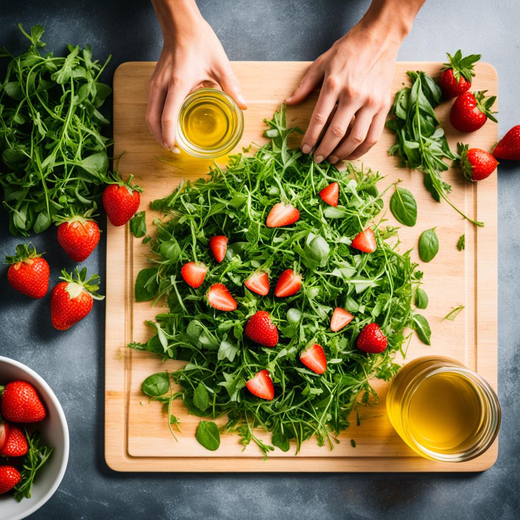 preparing strawberry arugula salad preparing strawberry arugula salad